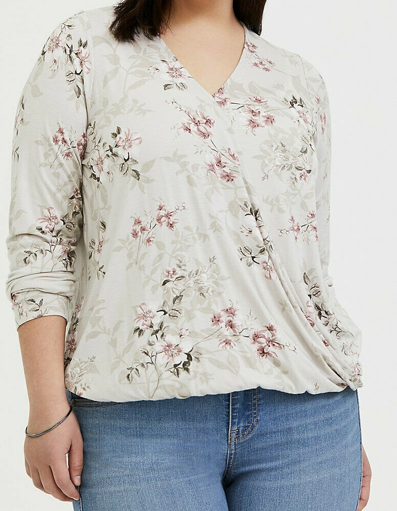 Torrid Super Soft Floral Midi Surplice Top 4X #40584