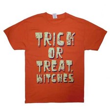 Happy Halloween Mens Orange Glow In The Dark Trick Or Treat Witches T-shirt