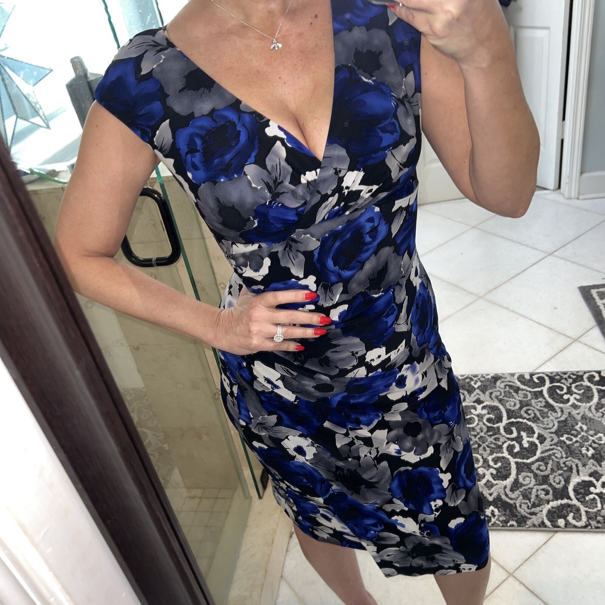 Wrap Dress Ralph Lauren Navy Floral Dress RALPH LAUREN Blue Floral