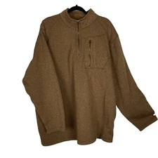 Outdoor Life Mens 1/4 Zip Brown Pocket XXL 50-52