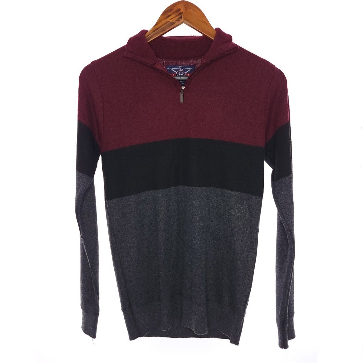 Faze 1 Burgundy Long Sleeve Quarter Zip Kids Boys Pullover Sweater