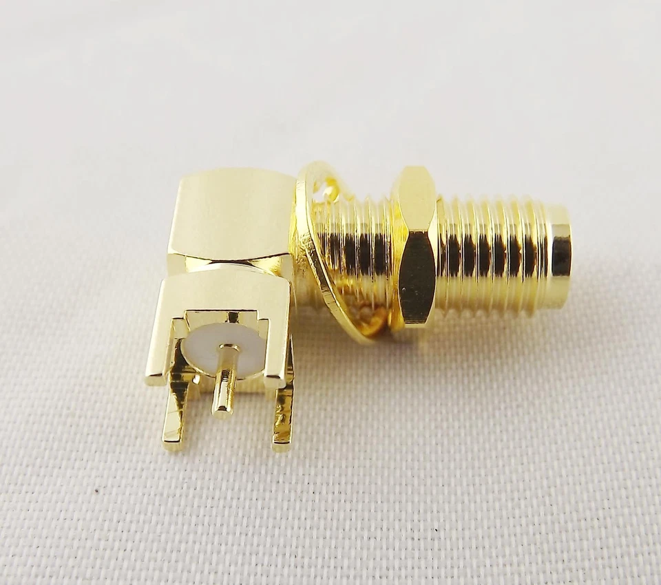 50 SMA Female Thru Hole PCB Mount Bulkhead Right Angle Long Version RF Connector - Image 2 of 4