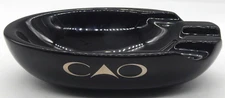 CAO NEW Ceramic 3 Finger Rest Cigar Black Large Oval Tabletop Bowl 10"L Ashtray