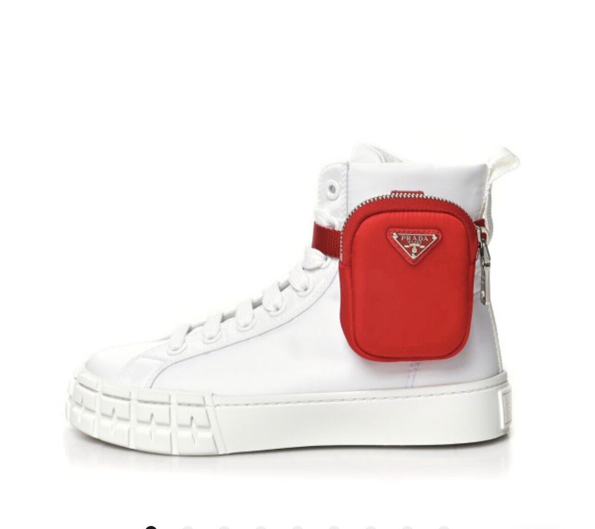 $1350 PRADA Sneakers Wheel Zipped Pouch Bag High-top Schuhe