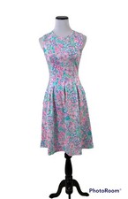 Lilly Pulitzer Kinsey Dress Sz S Love Bug Pink Blue Floral Sleeveless Pockets