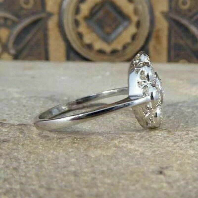 2 Karat Rund Diamant Verlobungsring Gänseblümchen Hochzeit Ring Weißgold-Finish - Bild 3 von 4