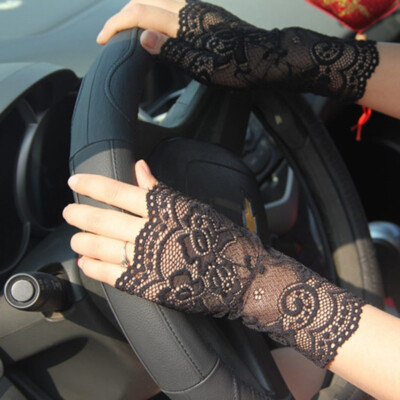 Women Sexy Fingerless Lace Driving Sunscreen UV Protection Party Gloves
