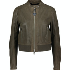 Diesel L-lyssa-g Leather Jacket - Dark Khaki - Xs - £520