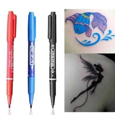 3PCS DOUBLE ENDS TEMPORARY INK SKIN MARKER PEN TATTOO SUPPLIES BODY ART