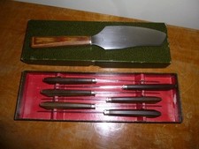 6 DESSERTMESSER HORN KLINGE EDELSTAHL + GESCHENK ART DECO