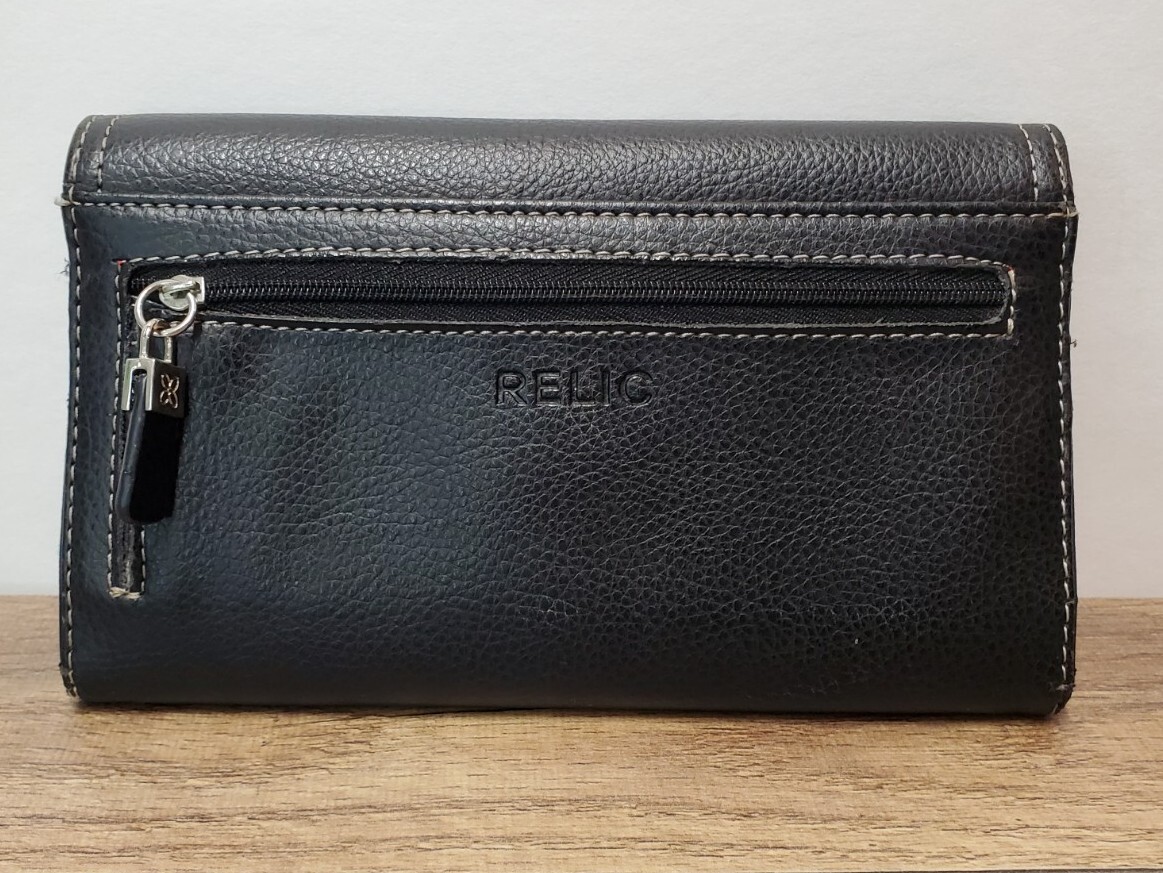 RELIC Wallet Womens Black Faux Leather clutch checkbook wallet - Main Image