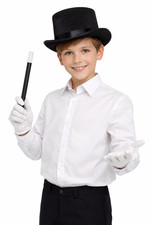 Kids Magician Fancy Dress Costume Set Top Hat Magic Wand White Gloves Child Play