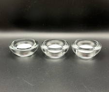 3 Round Clear Tea Light Candle Holders, Heavy Glass 3" wide x 1" tall Sparkling