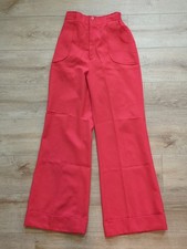 Vintage 60s 70s Super High Rise Wide Leg Bright Red Leisure Dress Pants