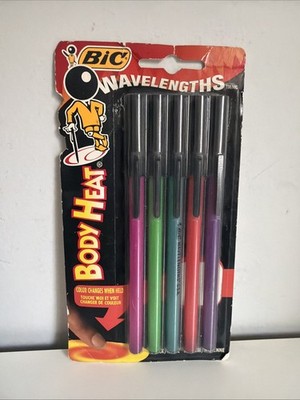 Vintage NEW Bic Wavelengths Body Heat Black Pen USA 1994 90s Sealed Ink Medium
