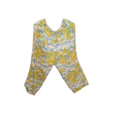 Jams World Colorful Boho Watercolor Palm Patterned Drawstring Crop Pant M Beach