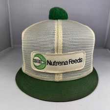 Vintage Cargill Nutrena Feeds Hat All Mesh K-Brand Snapback Farm Cap w Patch Pom