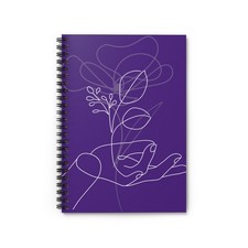 Deep Purple Abstract Hand Design Spiral Notebook - Ruled Line; Size: 6" X 8" in.