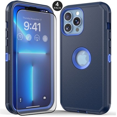 For iPhone 12 Pro Max Case Heavy Duty Hybrid Triple Layer Cover / Tempered Glass