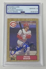 PETE ROSE Signed 1987 Topps Slabbed Card PSA DNA 10 Gem Mint Auto Autograph Reds