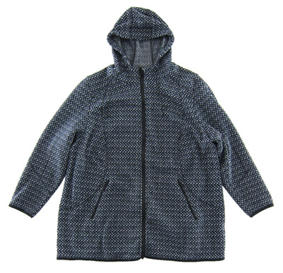 Ulla Popken Blue Black Polka Dot Fleece Pocket Hooded Softshell Jacket 20/22