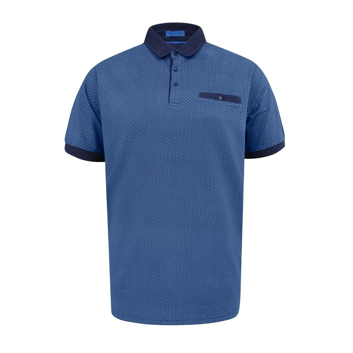 D555 men's polo shirt short sleeve blue all-over print 2XL-8XL