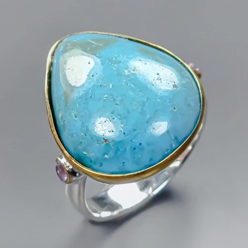New year gift 20 ct Natural Turquoise Ring 925 Sterling Silver Size 8 /R436201