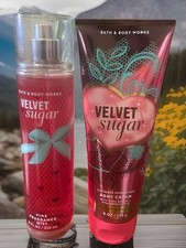  2 Bath  Body Works VELVET SUGAR Fragrance Body Mist  Body Cream 8 Oz-New   