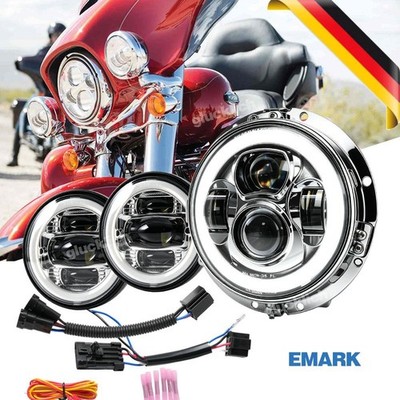 7'' LED Hauptscheinwerfer+4.5'' Zusatzscheinwerfer für Harley Fat Boy Heritage