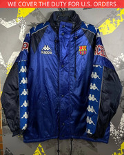 Barcelona Rare Vintage Football Soccer Winter Jacket 90s Kappa Men Size L ig93