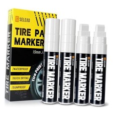 Jumbo Tire Marker White - 4 Pack 15mm Wide Tip Paint Pens for Car Tires 4white