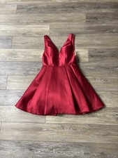 Sherri Hill Dress Sz 8 Red Illusion Deep V Bodice #52179 Holiday Party Prom Love
