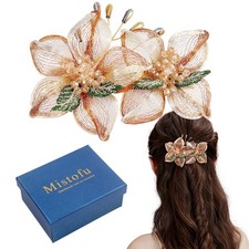 Hair Barrettes - Copper Wire Flower Crystal Hair Clips - 3.93inch Hand-woven ...