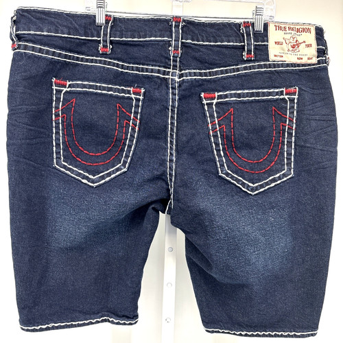 True Religion Jean Men’s Size 46 Ricky Distressed Denim Jorts Thick Stitch Y2K