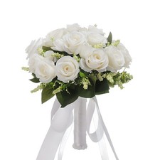 Wedding Bouquets for Bride Bridesmaid Bouquet Champagne White Artificial Rose...