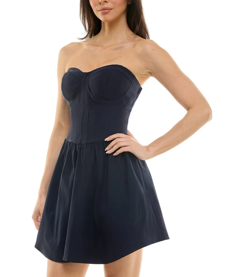 Mini Vestido Katia Rae Juniors Sweetheart Fit & Flare - Azul Marino-XL Foto 3 de 4