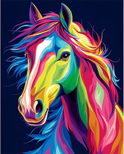 Animal Paint by Numbers Kit for Adults - Colorful Horse Head Paint by Number on