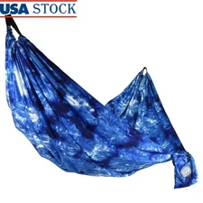 Lightweight Recycled Polyester Travel Hammock W/ Hanging Kit Outdoor Use