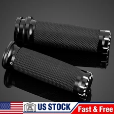 Black 1" Electronic Throttle Handle Bar Hand Grips For Harley Touring Road Glide