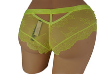 .VTG VICTORIA'S SECRET LACE TRIM LOGO RUBBER WAISTBAND CHEEKY PANTY L