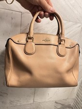 AS IS COACH mini Taupe Light Brown Handbag 10 x6 x4 handle Drop 3
