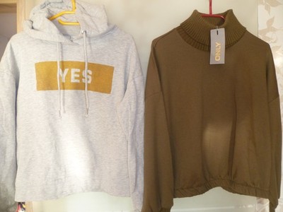 2 x Pullover oliv grün Rollkragen NP 29,99 EUR Neu + grau Kapuze Gr. XL v. Only