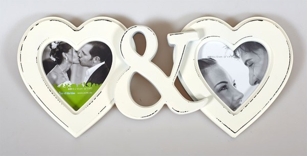 Heart & Heart Bilderrahmen In Weiß FüR 2 Fotos In 10X10 Cm Foto Collage Galerie-image