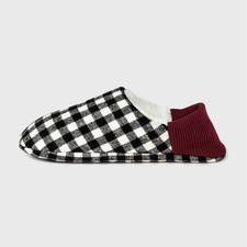 Adult Buffalo Check Plaid Sherpa Slipper Socks S/M w/ Huggable Heel  Grippers