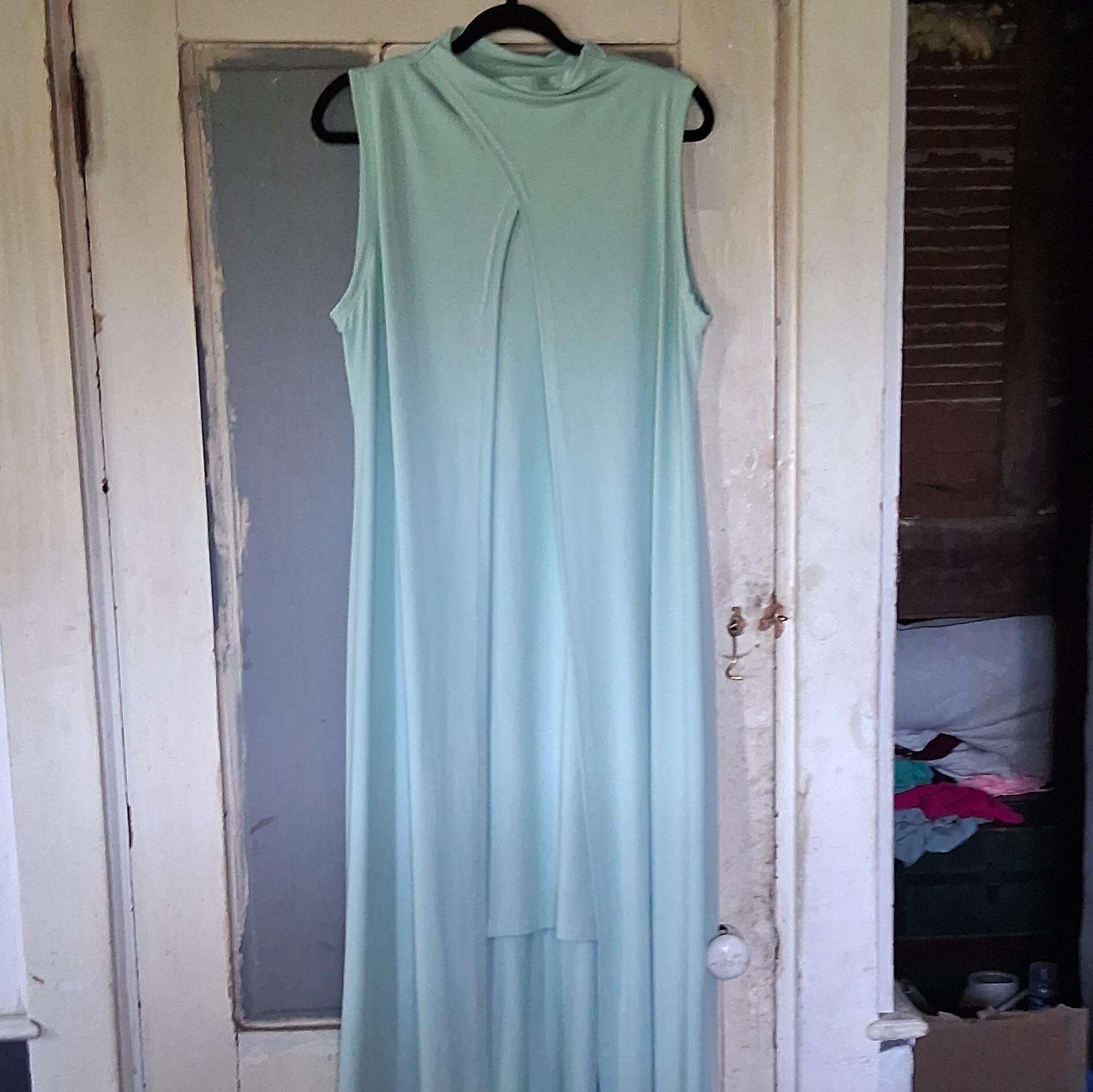 Women’s Sleeveless Mock Neck Maxi Dress Xl Lgt Green