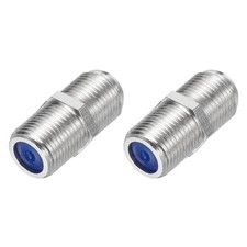 2Pcs RG6 Coaxial Cable Connector 22x10mm F Female to Female Adapter Nickel Blue