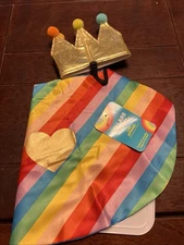 Cat And/or Dog You Are Loved Pride Rainbow Striped Cape & Crown  LGBTQ+ M/L