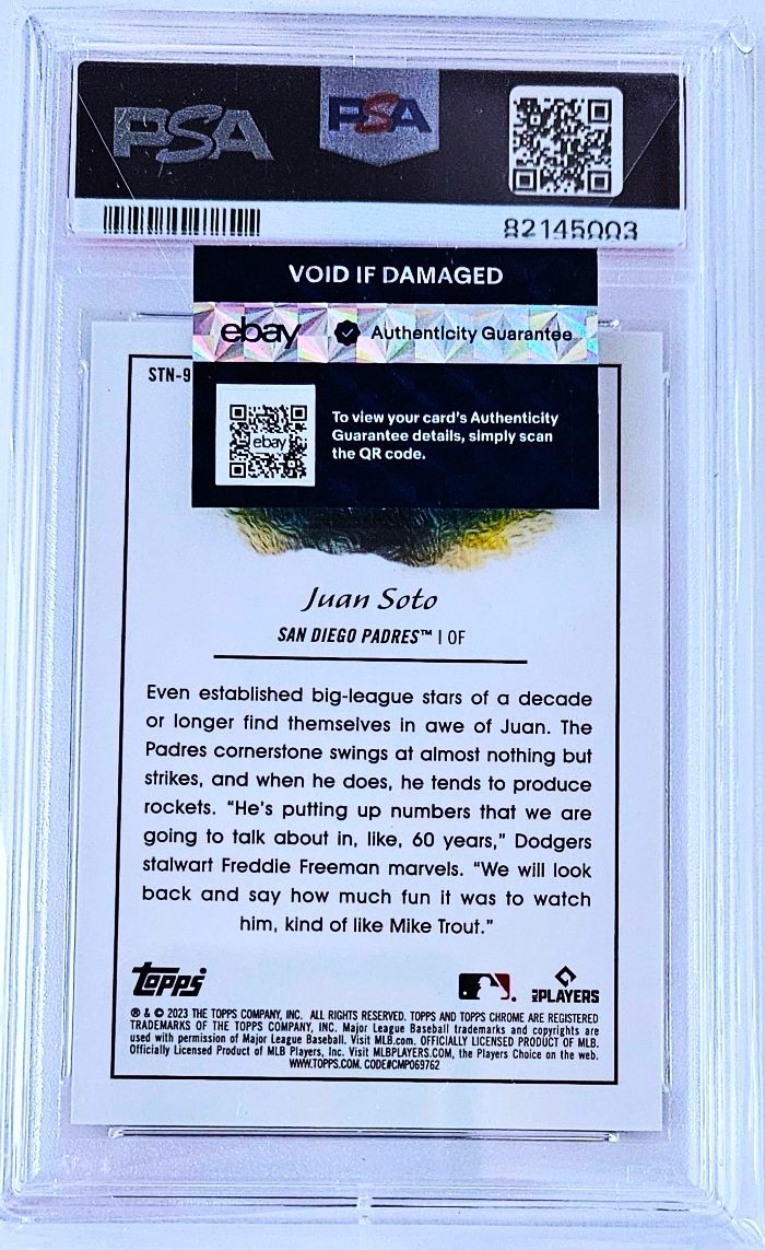 2023 Topps Cosmic Chrome Stars in the Night #STN-9 Juan Soto Black /10 PSA 10 view 2
