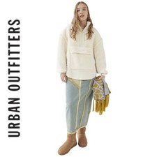 NEW BDG UO Urban Outfitters Kas Ivory Sherpa  Pieced Sweatshirt S