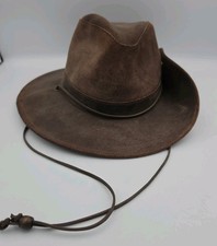 Australian slouch hat, Outback hat, Bush Hat, or Safari Fedora, Leather Med USA